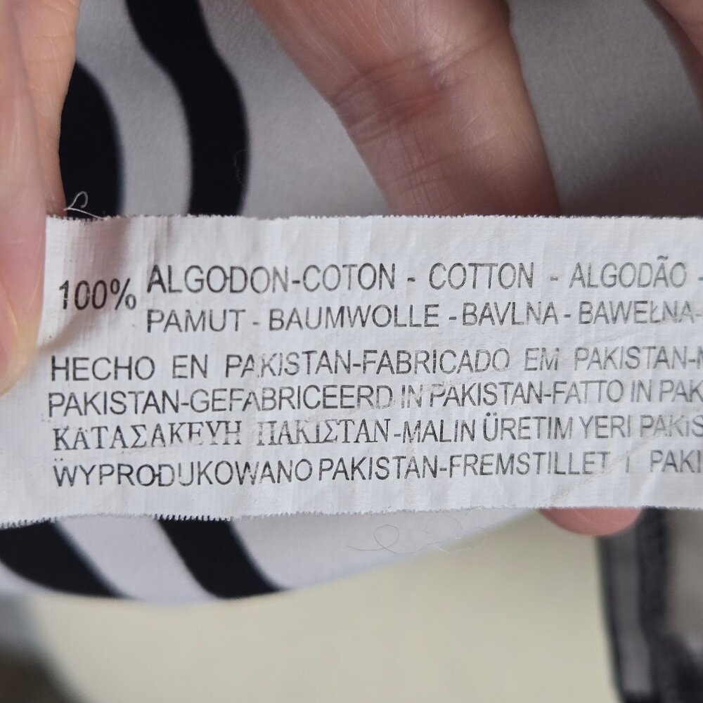 Zara Basic Sz Large White Black Plaid Blouse Roun… - image 8